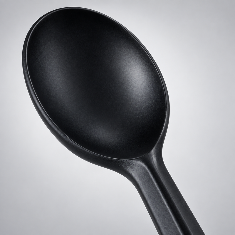 Black PS 2.5g Disposable Dinner Spoon DS314 bowl detail