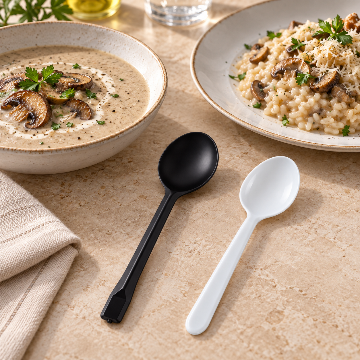 Disposable plastic dinner spoons