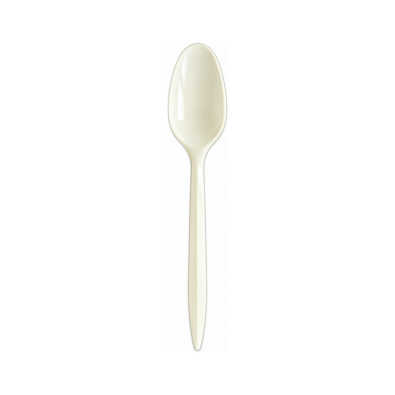 DS405 ivory PP disposable spoon on white background