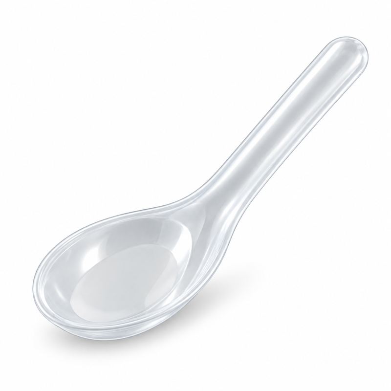 Clear PP 1.2g Chinese Soup Spoon DS410 on white background