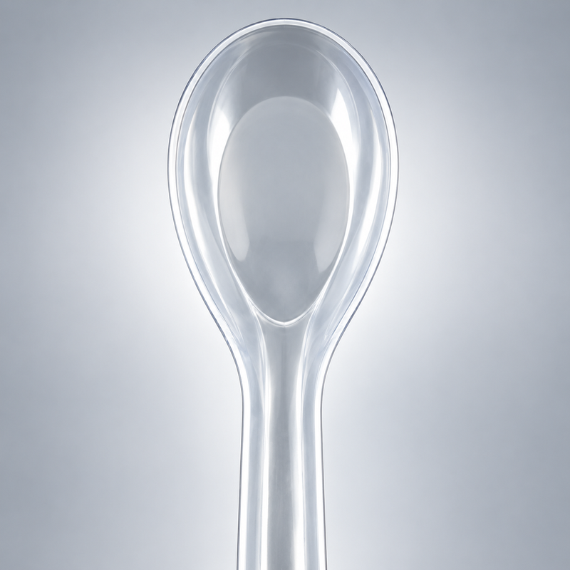 Clear PP 1.2g Chinese Soup Spoon DS410 head detail
