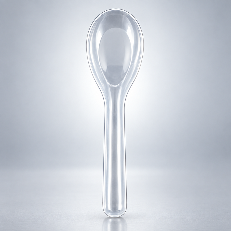 Clear PP 1.2g Chinese Soup Spoon DS410 handle detail