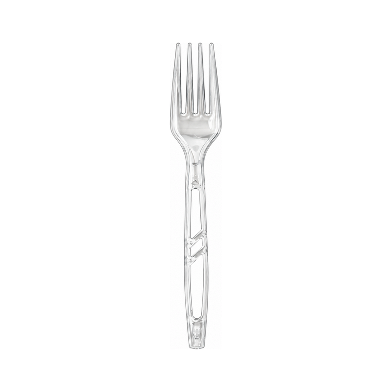 DX304 clear PS disposable fork on white background