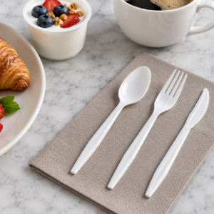 Slim White PP Disposable Cutlery Set - PSK403