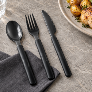 Heavy Duty Black PS Disposable Cutlery Set - PSK303