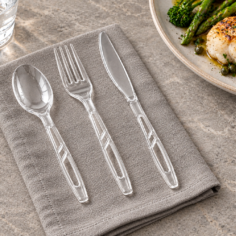 Clear Premium PS Disposable Cutlery Set - PSK304