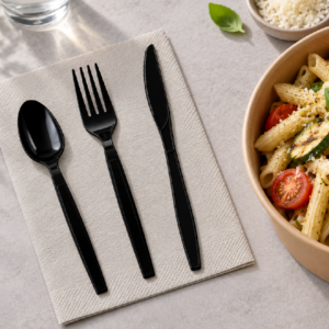 Modern Black PS Disposable Cutlery Set - PSK306